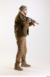 Whole Body Weapons-Rifle Man Pose with machine rifle White Army Athletic Bearded Studio photo references